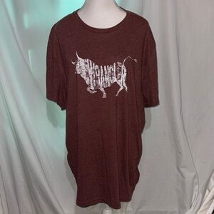 Wrangler rust red & white bull graphic Short Sleeve Tee size xl
